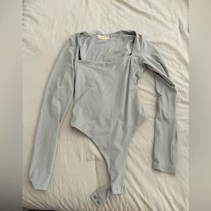 Elegant Gray Women's Long Sleeve Bodysuit